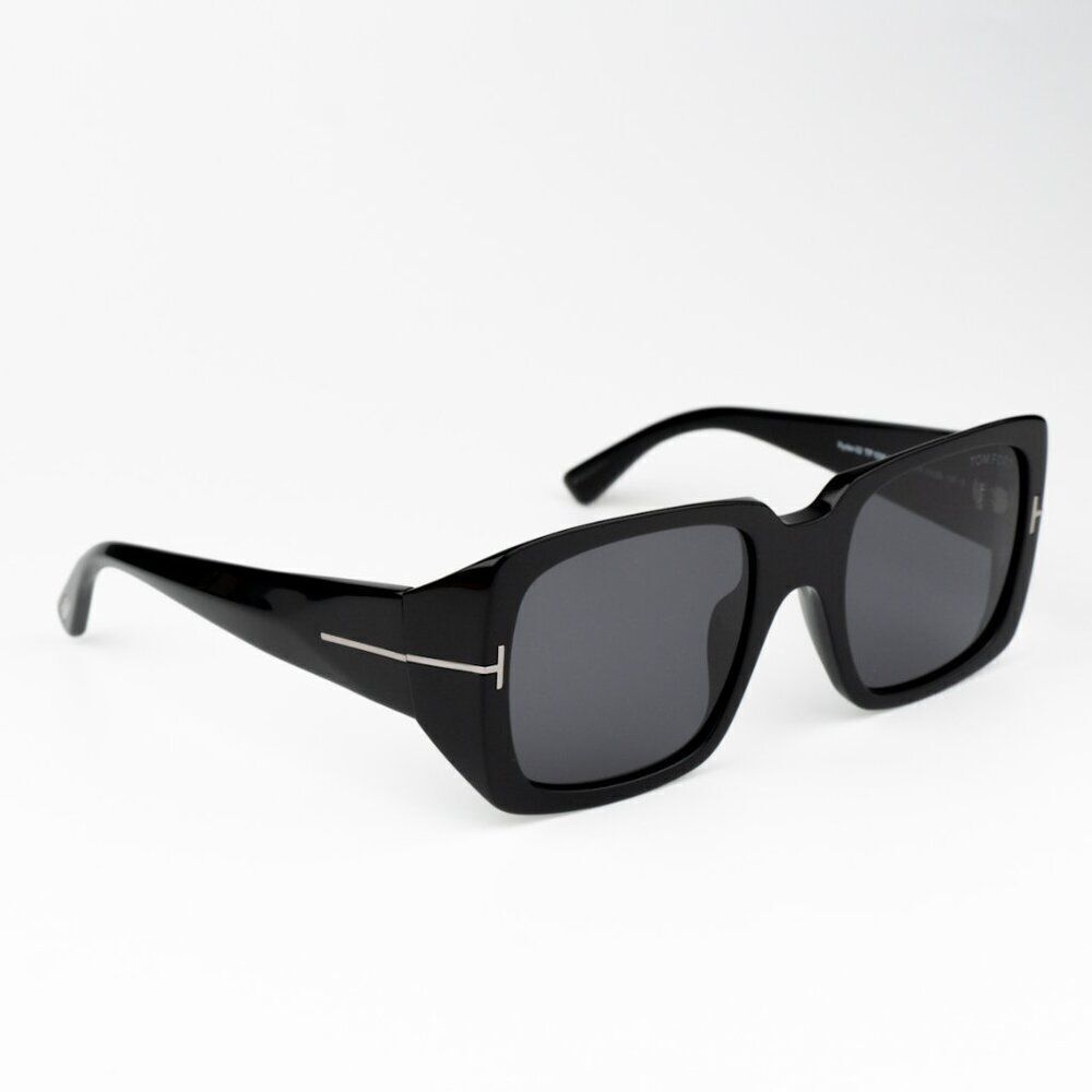 NEW Tom Ford FT1035-N RYDER 01A Shiny Black Smoke Gray Square Women Sunglasses